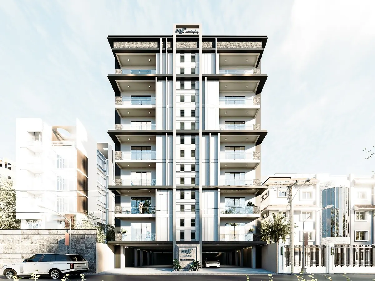 Design render of a modern apartment building